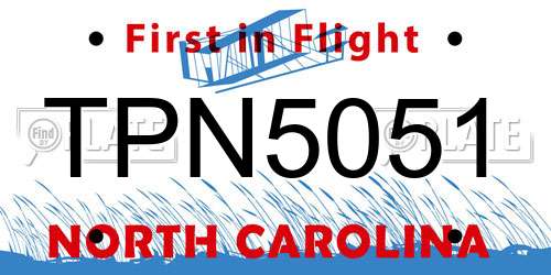 TPN5051 North Carolina License Plate