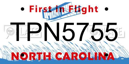 TPN5755 North Carolina License Plate