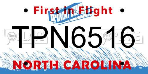 TPN6516 North Carolina License Plate