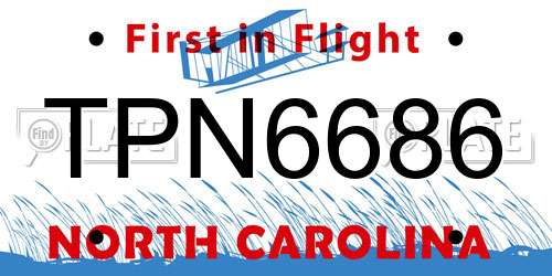 TPN6686 North Carolina License Plate
