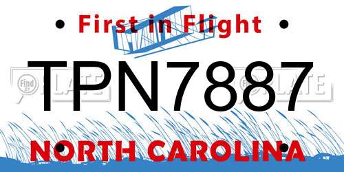 TPN7887 North Carolina License Plate