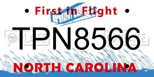 TPN8566 North Carolina License Plate