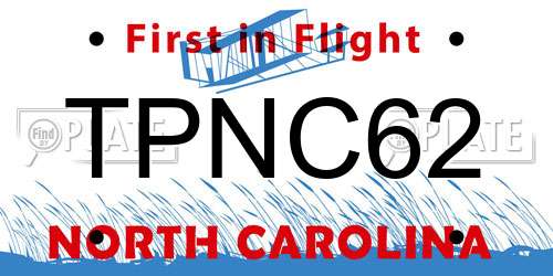 TPNC62 North Carolina License Plate