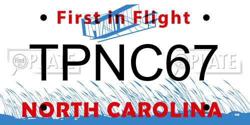 TPNC67 North Carolina License Plate