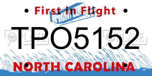 TPO5152 North Carolina License Plate