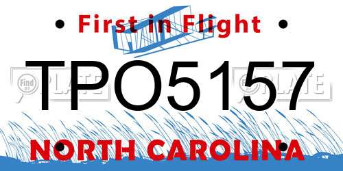 TPO5157 North Carolina License Plate
