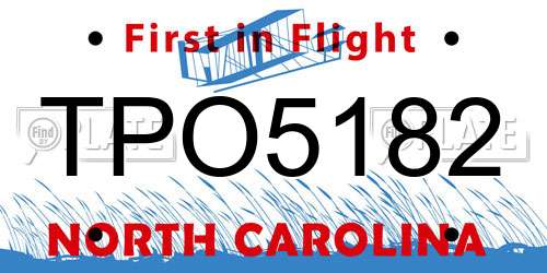 TPO5182 North Carolina License Plate