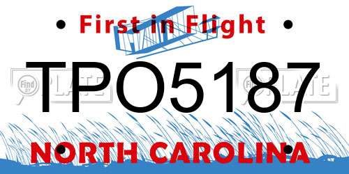 TPO5187 North Carolina License Plate