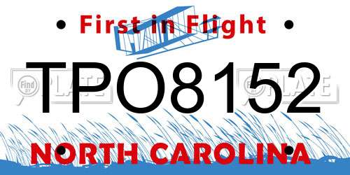 TPO8152 North Carolina License Plate