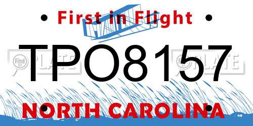 TPO8157 North Carolina License Plate