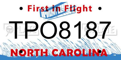 TPO8187 North Carolina License Plate