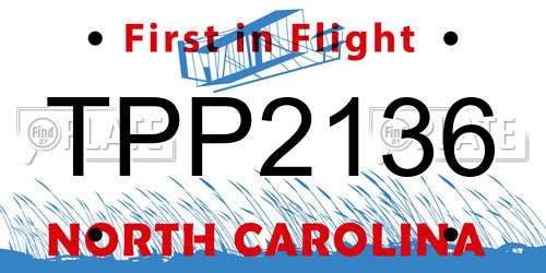 TPP2136 North Carolina License Plate