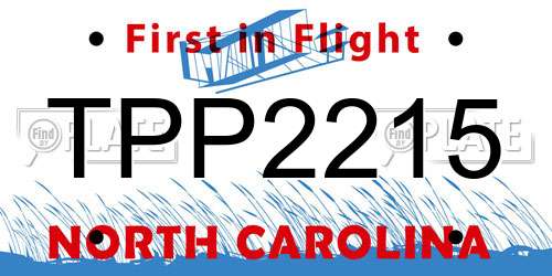 TPP2215 North Carolina License Plate