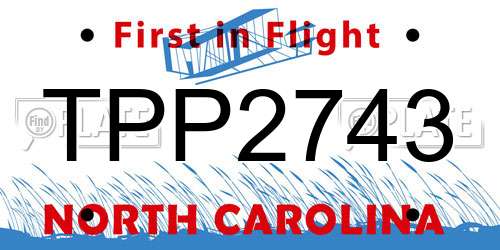 TPP2743 North Carolina License Plate