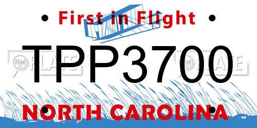 TPP3700 North Carolina License Plate