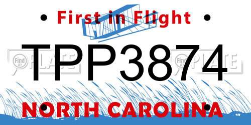 TPP3874 North Carolina License Plate