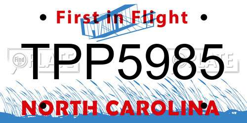 TPP5985 North Carolina License Plate
