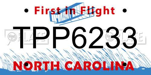 TPP6233 North Carolina License Plate