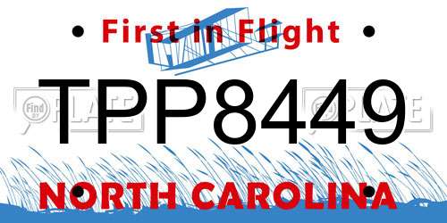 TPP8449 North Carolina License Plate
