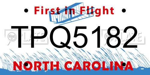 TPQ5182 North Carolina License Plate
