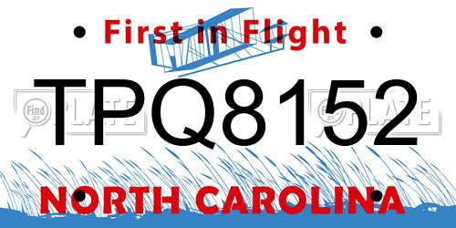 TPQ8152 North Carolina License Plate
