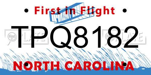 TPQ8182 North Carolina License Plate