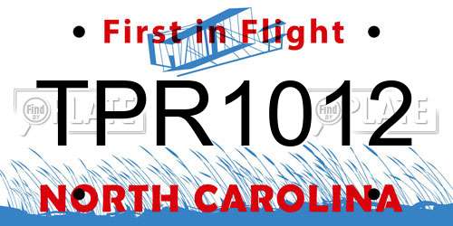 TPR1012 North Carolina License Plate