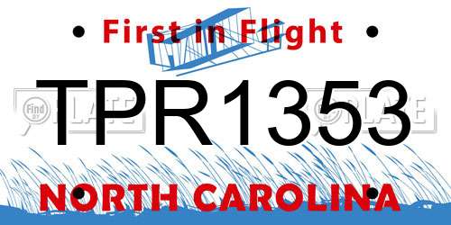 TPR1353 North Carolina License Plate