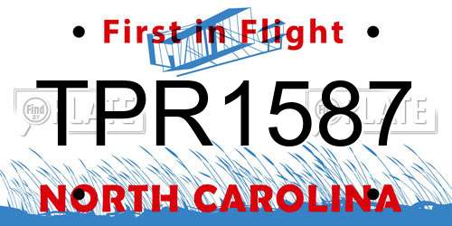 TPR1587 North Carolina License Plate