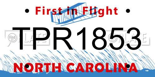 TPR1853 North Carolina License Plate