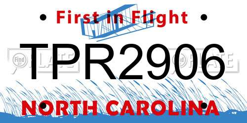 TPR2906 North Carolina License Plate