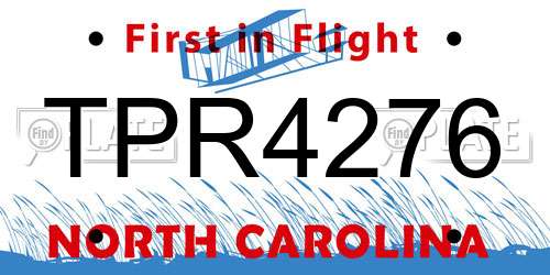 TPR4276 North Carolina License Plate