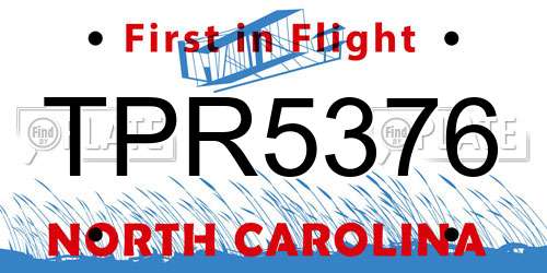 TPR5376 North Carolina License Plate