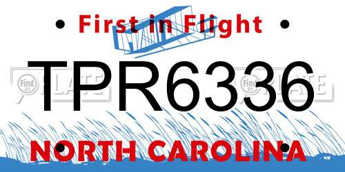 TPR6336 North Carolina License Plate