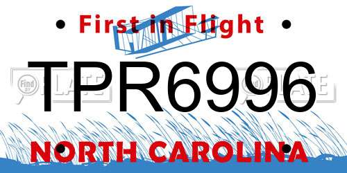 TPR6996 North Carolina License Plate