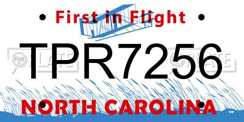 TPR7256 North Carolina License Plate