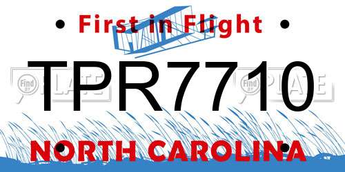 TPR7710 North Carolina License Plate