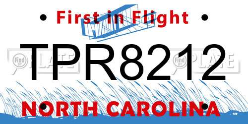 TPR8212 North Carolina License Plate