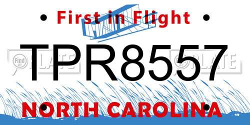 TPR8557 North Carolina License Plate