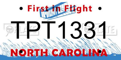TPT1331 North Carolina License Plate