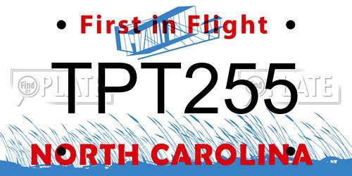 TPT255 North Carolina License Plate