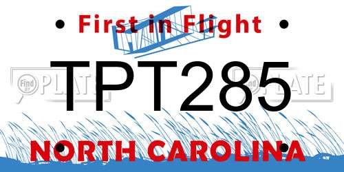 TPT285 North Carolina License Plate