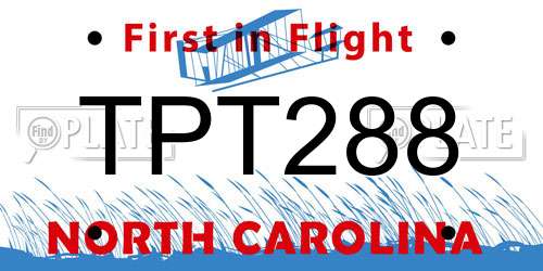 TPT288 North Carolina License Plate