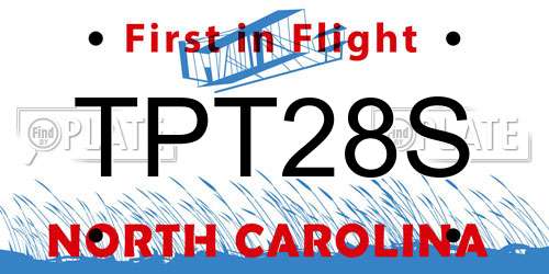 TPT28S North Carolina License Plate