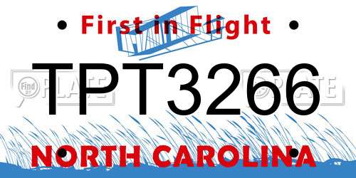 TPT3266 North Carolina License Plate