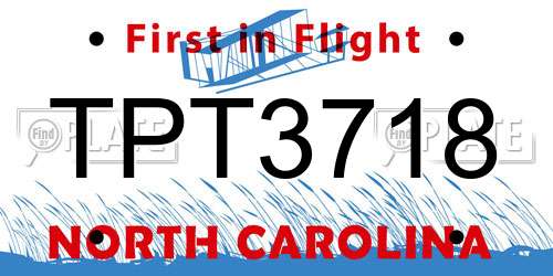TPT3718 North Carolina License Plate