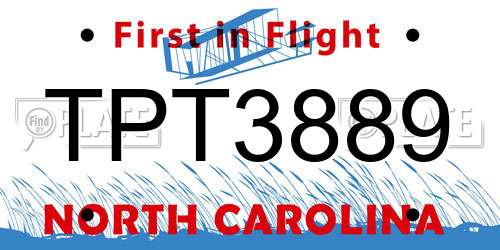 TPT3889 North Carolina License Plate