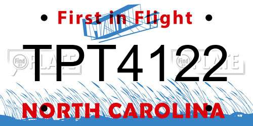 TPT4122 North Carolina License Plate