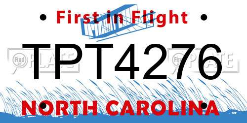 TPT4276 North Carolina License Plate
