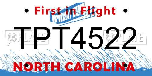 TPT4522 North Carolina License Plate